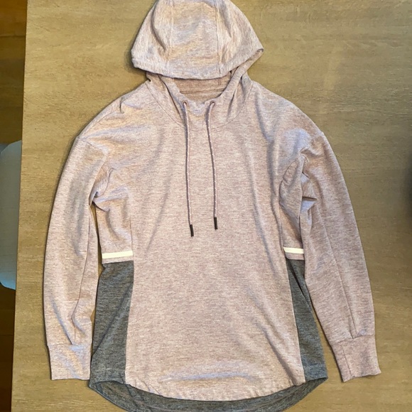 Pink and Gray Heathered Hooded Sweatshirt - Picture 1 of 6